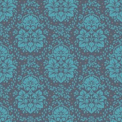 Vector damask seamless pattern background. Classical luxury old fashioned damask ornament, royal victorian seamless texture for wallpapers, textile, wrapping. Exquisite floral baroque template.
