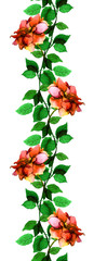 Seamless floral banner strip with hand painted colorful roses flowers 