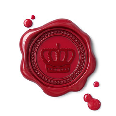 Red wax seal with crown sign