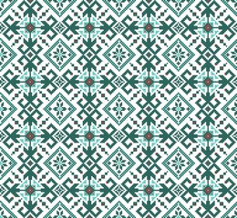 Vector illustration of Ukrainian folk seamless pattern ornament. Ethnic ornament. Border element. Traditional Ukrainian, Belarusian folk art knitted embroidery pattern - Vyshyvanka