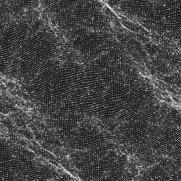 Abstract Vector Monochrome Wave Mesh Background. Point Cloud Array. Chaotic Light Waves. Technological Cyberspace Background. Cyber Waves.