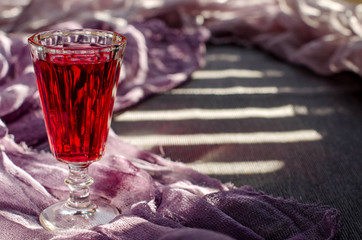 Beautiful vintage glass with red wine