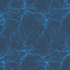 Abstract vector blue wave mesh background. Point cloud array. Chaotic light waves. Technological cyberspace background. Cyber waves.