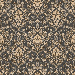 Vector damask seamless pattern background. Classical luxury old fashioned damask ornament, royal victorian seamless texture for wallpapers, textile, wrapping. Exquisite floral baroque template.