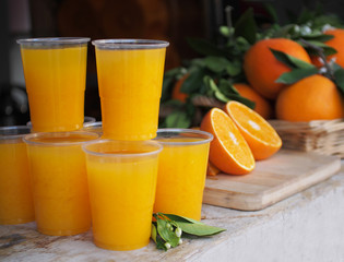 Valencian oranges and juice. Spain.Valencia