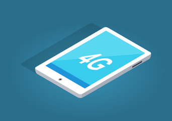 Modern White Tablet with 4G Function Illustration