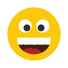 Flat smile emodji isolated on white background