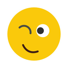 Flat smile emodji isolated on white background