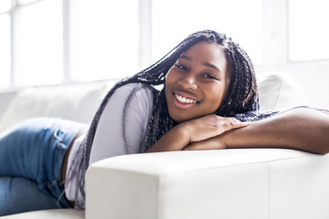teen african young woman relaxing at home