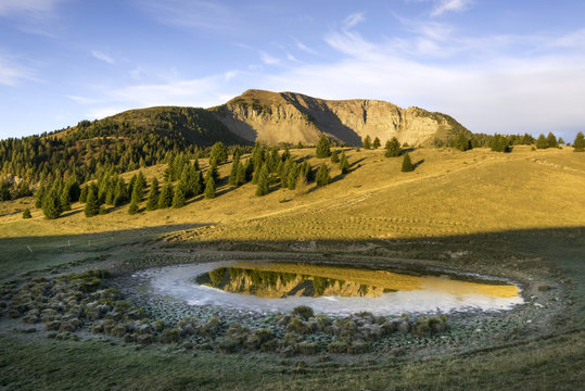 Europe, Italy, Trentino Alto Adige, Trento district, Non Valley..Mountain Peller and lake Vipers