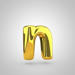 Golden letter N lowercase isolated on white background