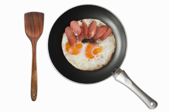 Egg frying pan on white background