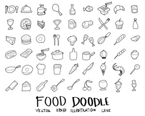 food doodle vector drawing set eps10