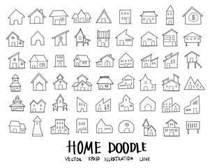 Doodle sketch building home icons Illustration eps10