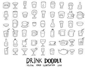 Doodle sketch drink icons vector Illustration eps10