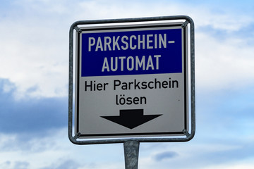 Schild Parkscheinautomat