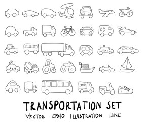 Doodle sketch car transportation icons Illustration eps10