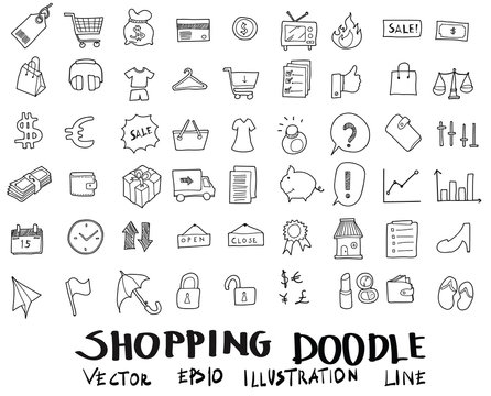 Doodle sketch shopping icons vector Illustration eps10