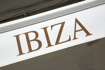 Ibiza Sign on Stone Wall Facade