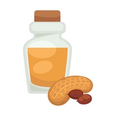 Peanut oil in bottle. Vector flat isolated icon