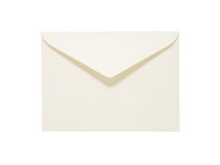 Beige envelope isolated on white background. Clipping path included.