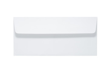 White envelope isolated on white background. Clipping path included.