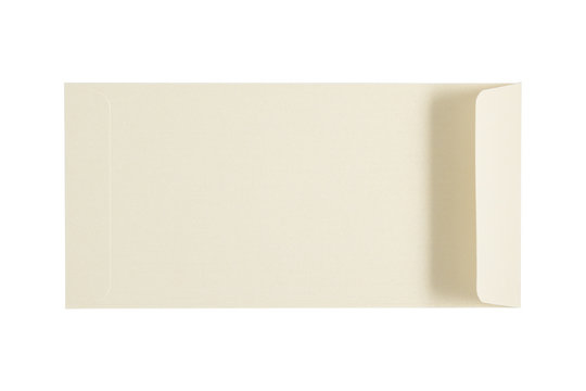 White pearl envelope isolated on a white background. Clipping paths included.