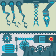 Machinery mechanisms and mine industrial technology mechanic vector parts