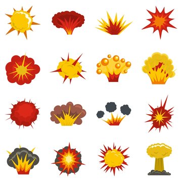 Explosion Icons Set In Flat Style