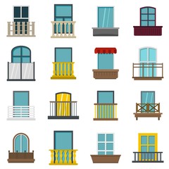 Window forms icons set in flat style