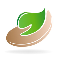 Hand care leaf  ecology logo