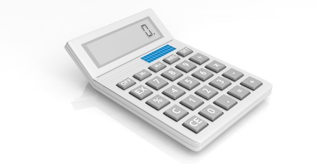 Calculator on white background. 3d illustration