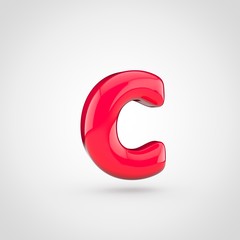 Glossy pink paint letter C lowercase