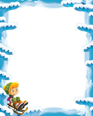 cartoon snow and ice frame for different usage with space for text
