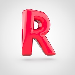 Glossy pink paint letter R uppercase