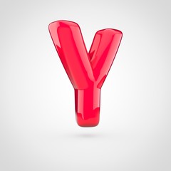 Glossy pink paint letter Y uppercase