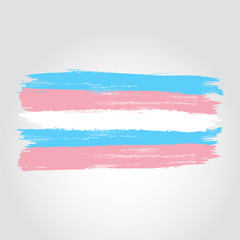 Transgender pride flag in a form of brush stroke