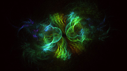 3D rendering abstract colored fractal on black background