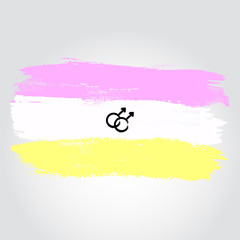 Twink pride flag in a form of brush stroke with gender symbol