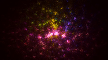 3D rendering abstract colored fractal on black background