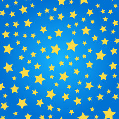 Seamless pattern with yellow stars on blue background. vector