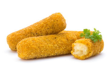 Fish fingers on the white background.