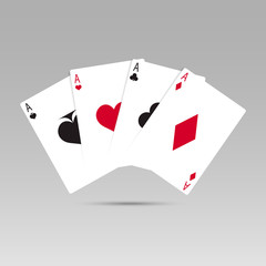 Vector illustration Playing Poker Cards. Four aces playing cards

