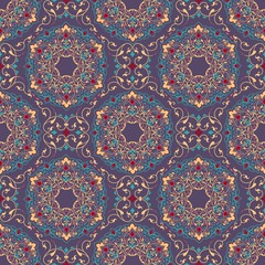 Vector floral seamless pattern background in Arabian style. Arabesque pattern. Eastern ethnic ornament. Elegant texture for backgrounds.