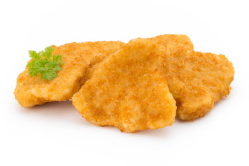 Nugget chiken on the white background.
