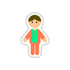 Vector illustration in paper sticker style little boy