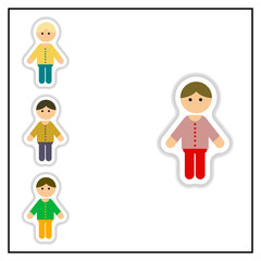 Collection of Vector illustration in paper sticker style little boys