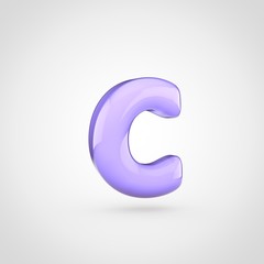Glossy violet paint letter C lowercase