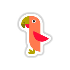 Vector illustration in paper sticker style parrot