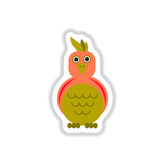 Vector illustration in paper sticker style parrot Cockatoo